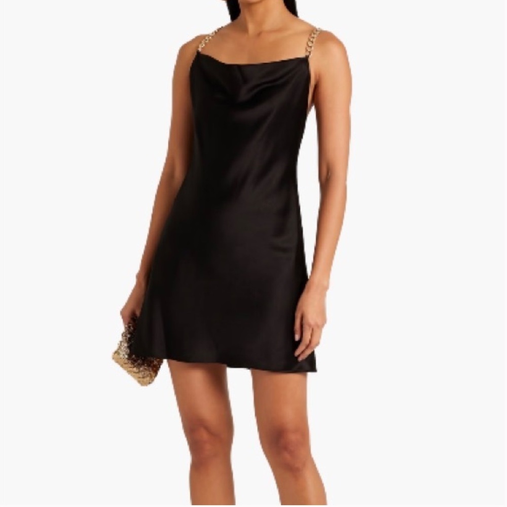 ALICE + OLIVIA
Harmony chain-trimmed draped satin mini dress size 4 new
